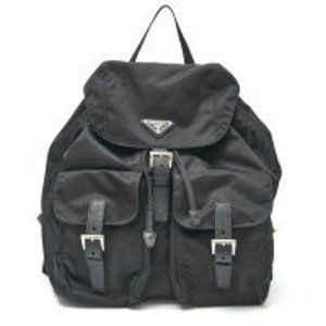 Prada Vela Nylon Backpack Saffiano leather black